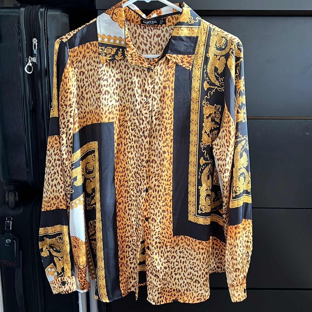 Nasty gal silk top with print